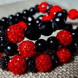 Red and Black Bracelet Set